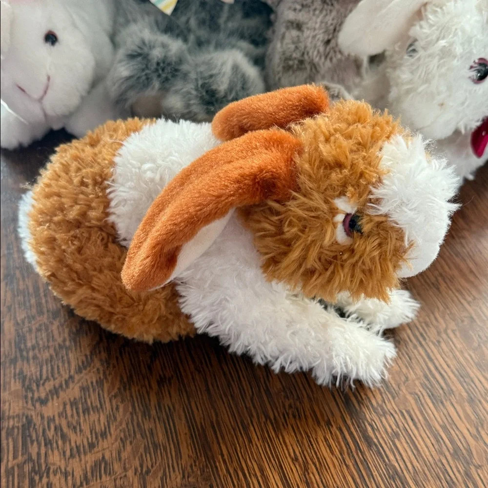 5 stuffed animal bunnies